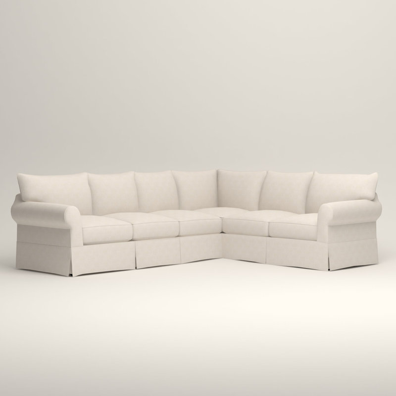 Amari Cotton Corner Sectional, Bevin Natural Linen Blend, Right Hand Facing
