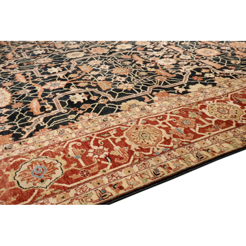 Canvello Turkish Ferehan Hand-Knotted Lamb's Wool Area Rug- 9'1" X 12'2"