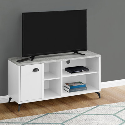 Meuble télé, console de 48 po, meuble multimédia, meuble de rangement, salon, chambre à coucher, métal noir, contemporain, moderne