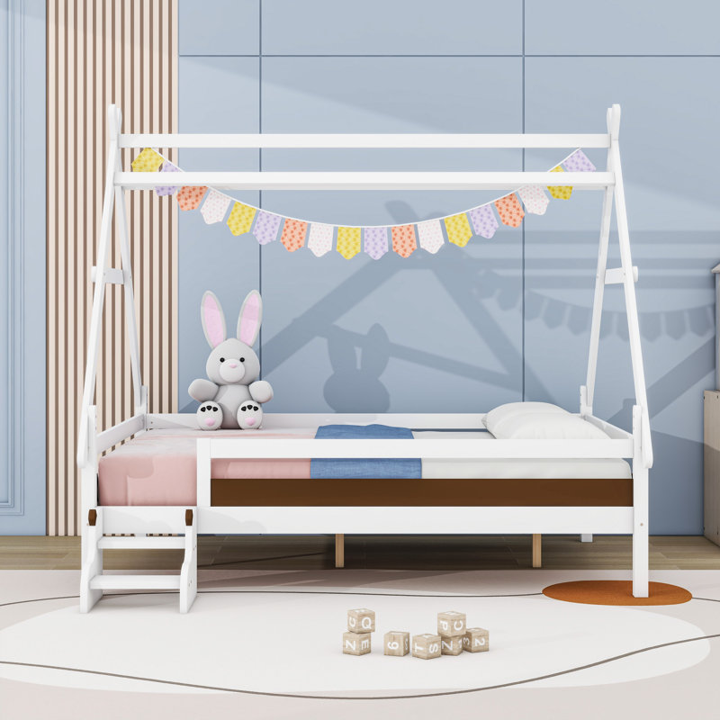 Lit plateforme Wood, Double, Blanc