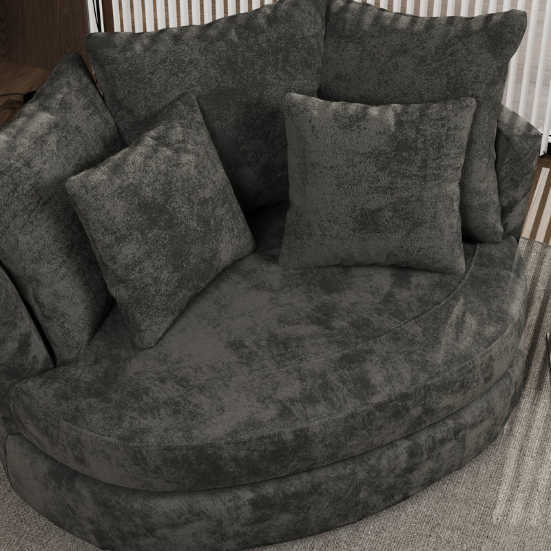 Fauteuil de lecture moderne avec housse 55,1 po avec 5 coussins, Gris anthracite