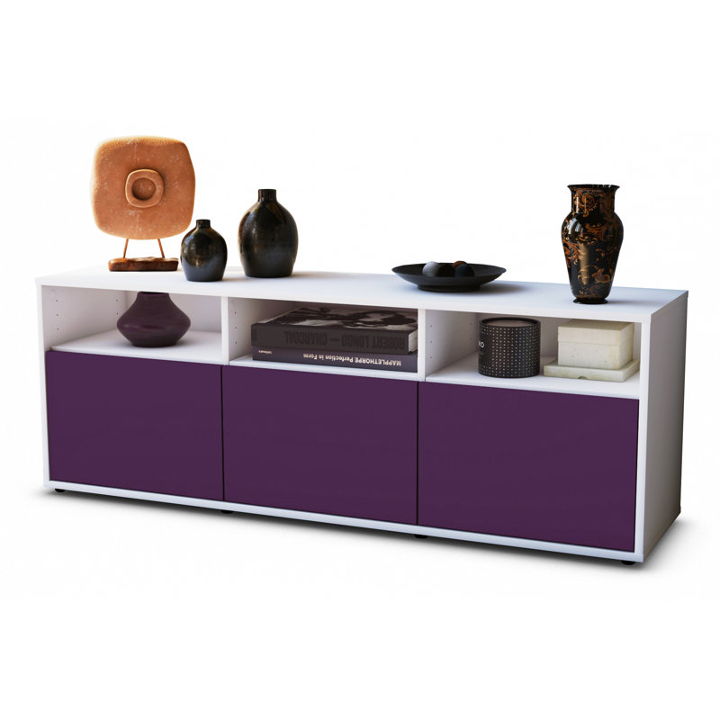 Wylie Unfinished TV Stand, Purple / Matte White