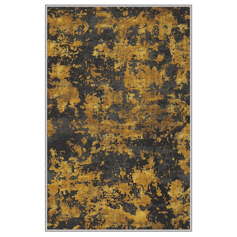 Stylish Hall Carpet (3.3 x 4.9 ft), 100% Polyester, 0.3 in Pile Height | Antibacterial, Non-Slip PVC Dot Underside | Woven Design with 3D Digital Printing | Machine Washable, Perfect for Home Décor & Comfort