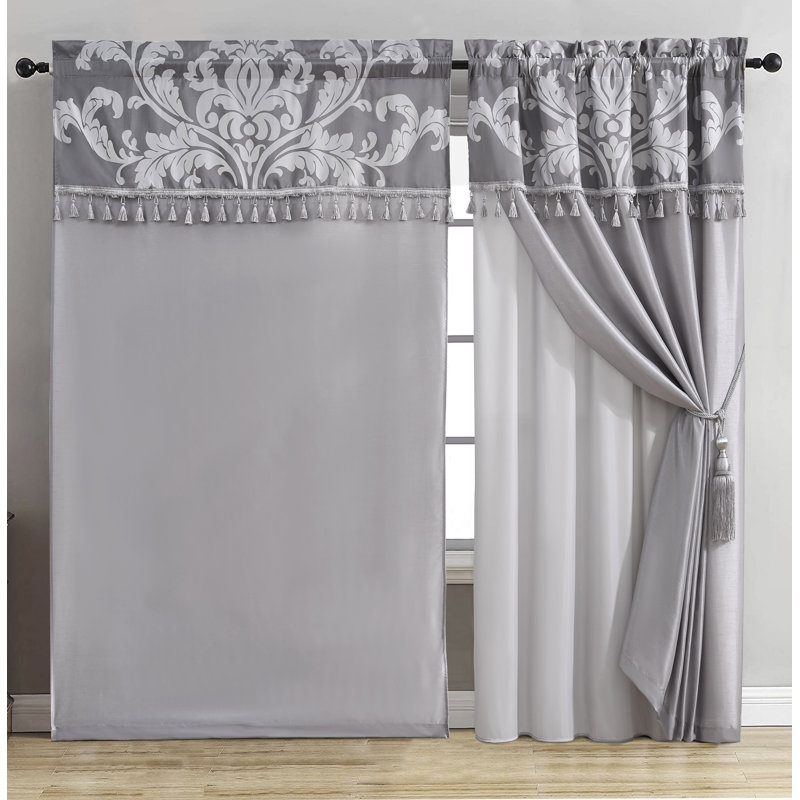 Royale Room Darkening Curtain Pair, Gray/Silver