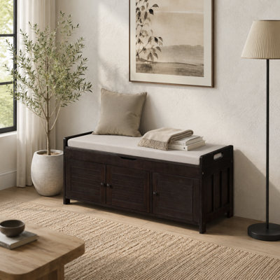 Storage Bench With 3 Shutter Doors (Espresso)