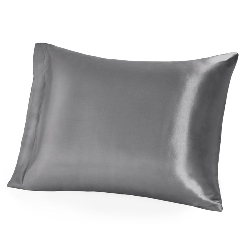 100% Mulberry Silk Pillowcase Zipper Closure, Gray, 1 King Pillowcase