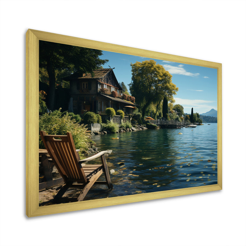 Bernece " Germany Lakeside Serenadea Tranquil ", H 30 po x l 40 po x P 1,5 po, Cadre doré à une seule photo