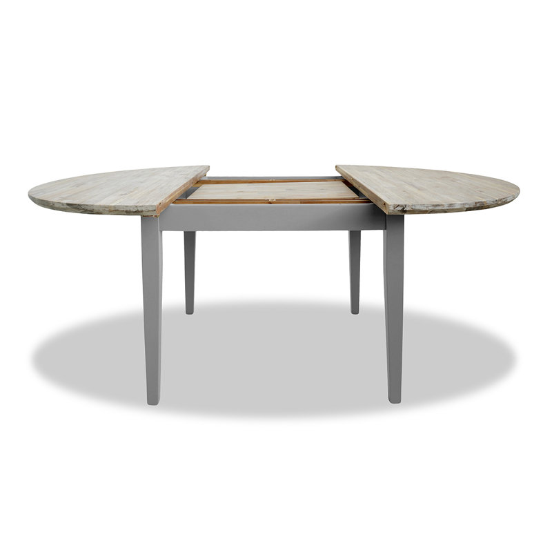 Chatham Extendable Round Solid Wood Top Dining Table, Dove Grey