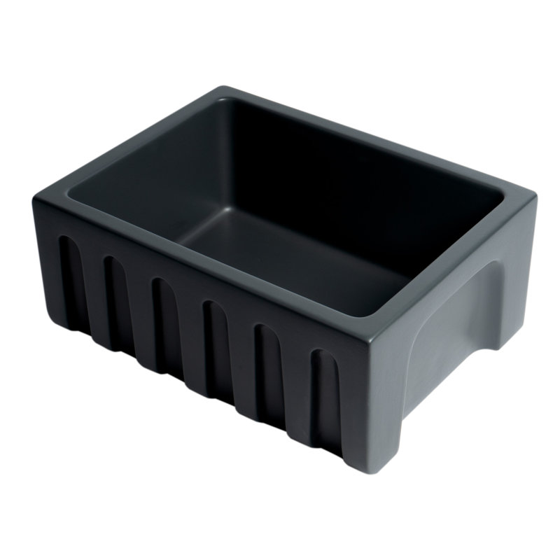 24'' L Single Bowl Fireclay Kitchen Sink, Matte Black