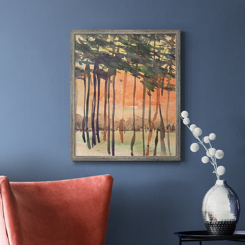 Entre les arbres II, toile encadrée de qualité supérieure - prête à être accrochée, Argent patiné, H 24 po x l 20 po