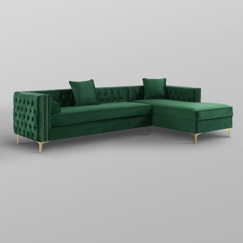 Leonardo Reversible Sectional, Right Hand Facing, Hunter Green
