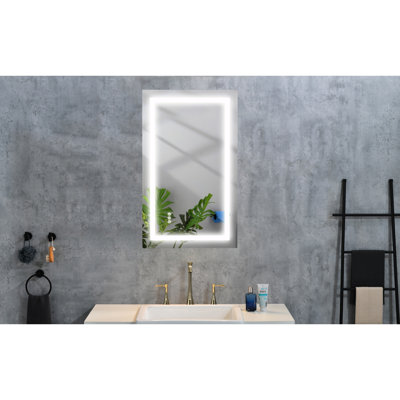 Wall Mounted Vanity Mirror 32x20 Inch, Led With Fog, 3 Color Temperatures, Stepless Dimming, Hd Glass, Aluminium, White Bathroom 32" X 20" Fog Mirror, Colors, Dimmable, Mounted,