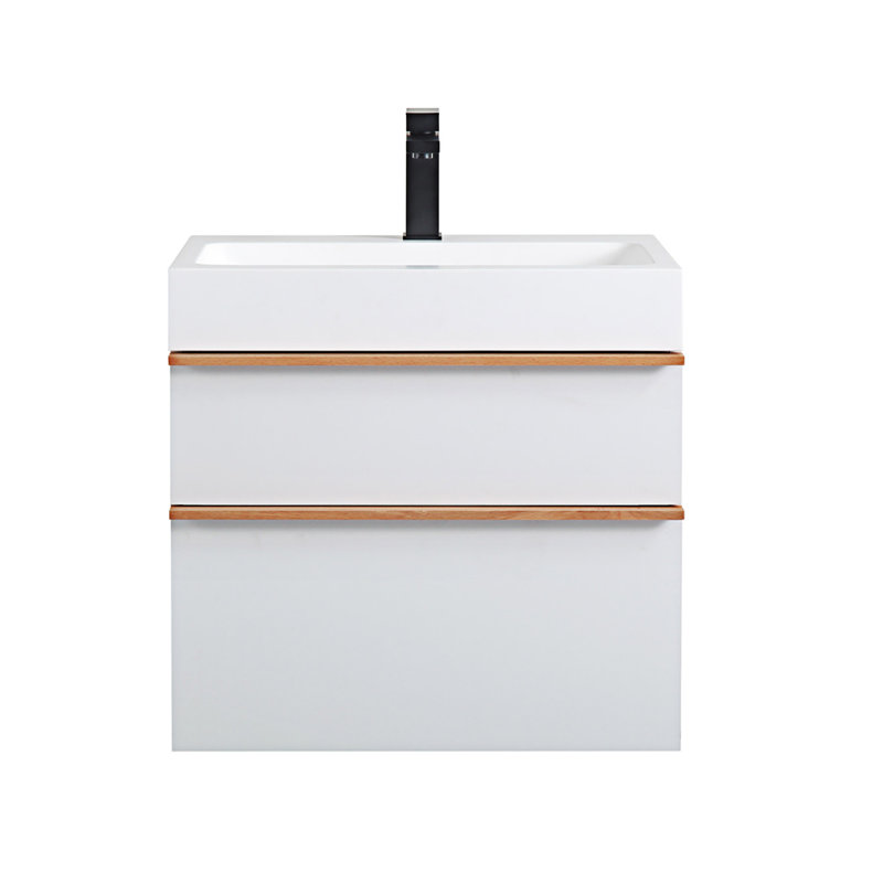 Meuble-lavabo mural avec lavabo en acrylique intégré, Blanc, 24"