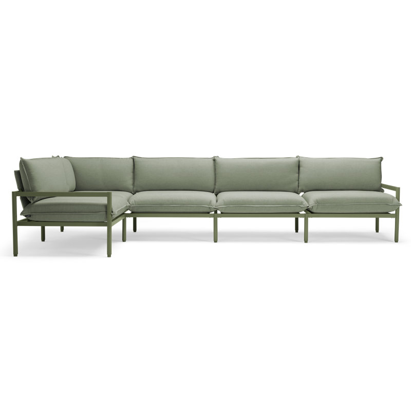 Terra Outdoor 5 - Seat Patio Sectional, Olive