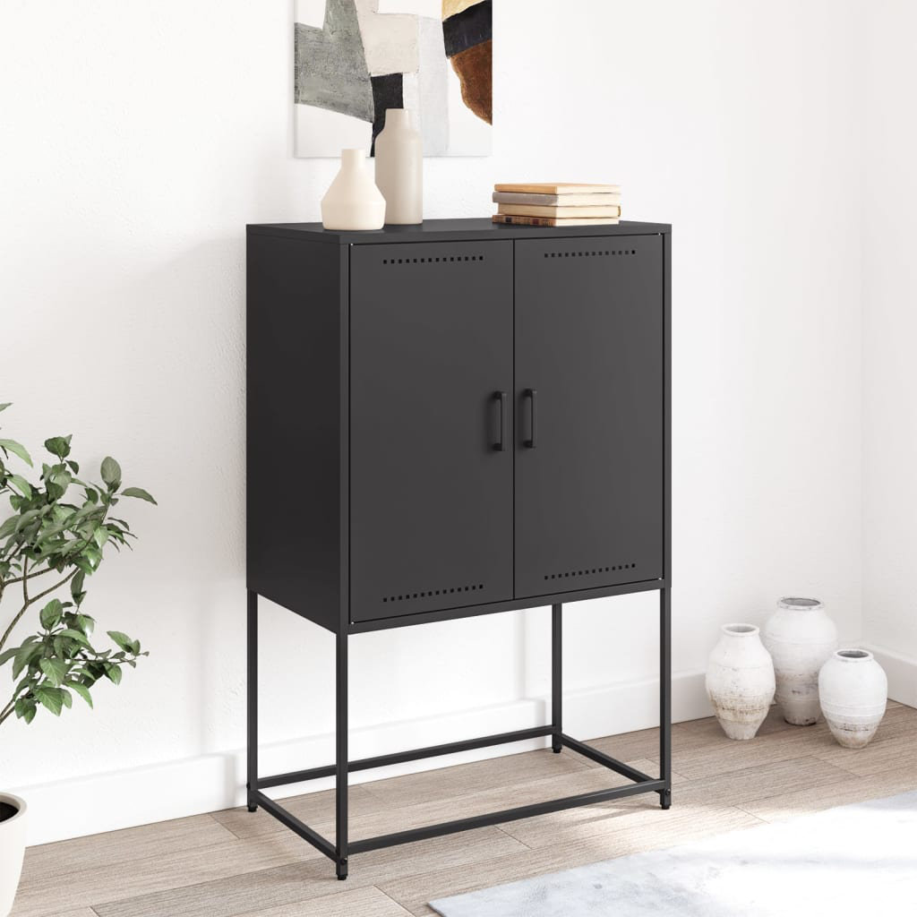 Vidaxl Highboard Schwarz 68,5X38,5X107 Cm Stahl