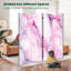 Cloison pliante 4 panneaux à paravents en marbre rose royal et toile de séparation magenta blanc-134512506-134512505