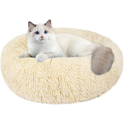 Lit pour chien pour petits chiens de taille moyenne, lit pour chien apaisant, lit douillet et rond lavable pour chiot et chaton avec fond antidérapant
