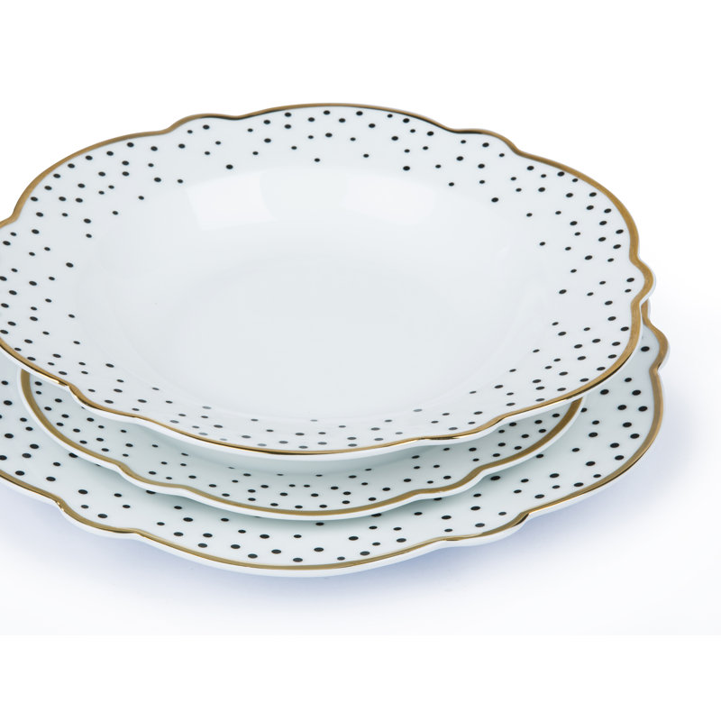 12pc Dotty Flower Shape Dinner Set