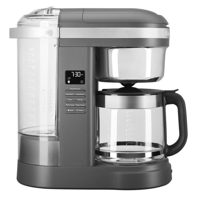 KitchenAid 12 Cup Drip Coffee Maker with Spiral Showerhead, Matte Charcoal Gray