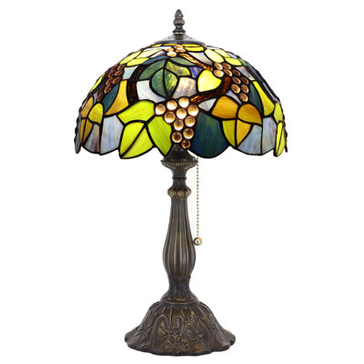 Lampe de table Tiffany en verre coloré 12 x 12 x 19 pouces (lumière ambrée)