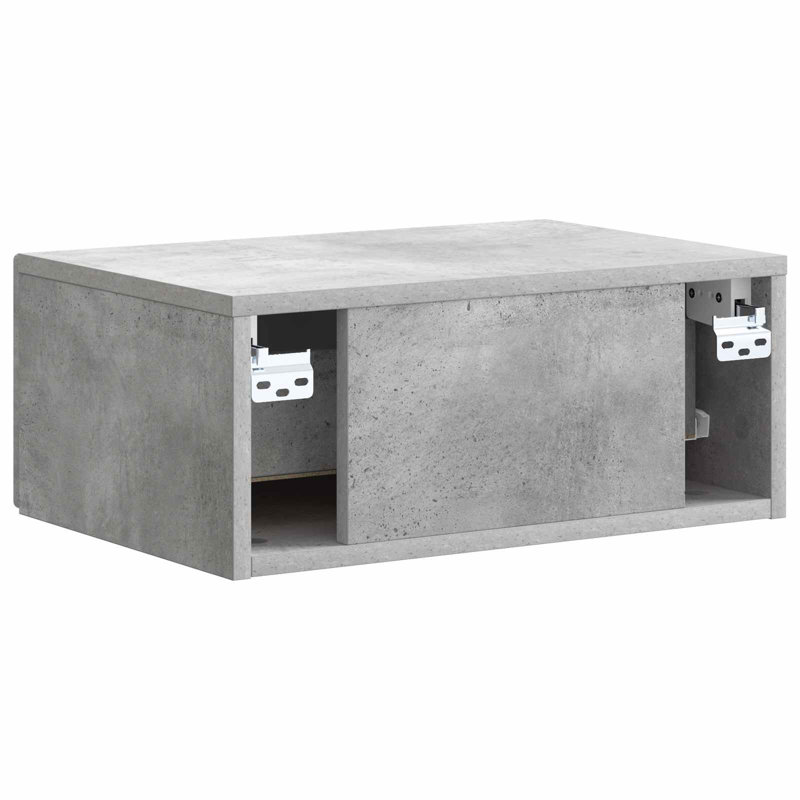 49cm W Manufactured Wood Bedside Table, Concrete Grey