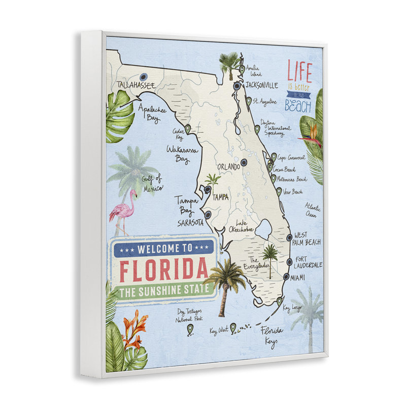 «Florida Map Beach Life», estampe numérique, conception de Kim Allen, H 14 po x l 11 po