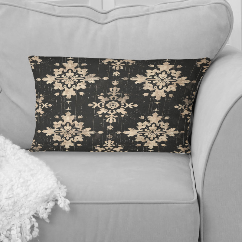 Black Rustic Elegance I - Country Pillow, Rectangular, 12"H x 20"W
