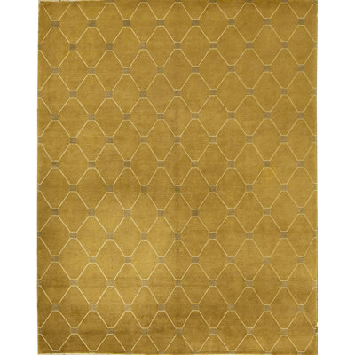 Hand-Knotted High-Quality Yellow Area Rug