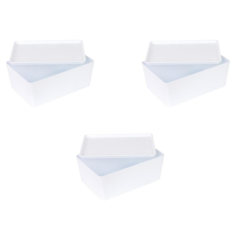 Bac de rangement en plastique Rebrilliant avec couvercle, panier blanc avec poignée pour l'organisation, polyvalent pour salle de classe, tiroirs, bureau, bureau, salle de jeux, tablettes, placards