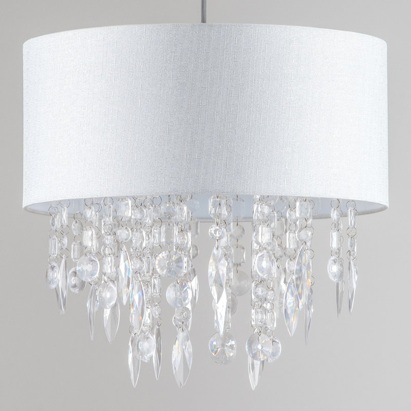 Fiji 36cm H Linen Drum Pendant Shade, White