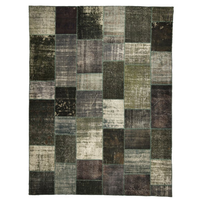 Tapis noir / gris en laine noué à la main