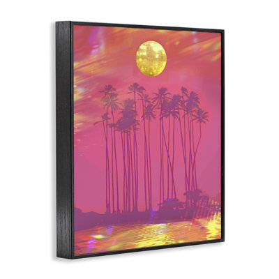 Giclée encadrée Disco Over Tropical Palms, design par Lil 'Rue