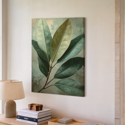 A Botanical Illustration Shows A Small Branch Canvas With Long Elliptical Leaves Painted In A Wall Art Premium Quality Ready To Hang