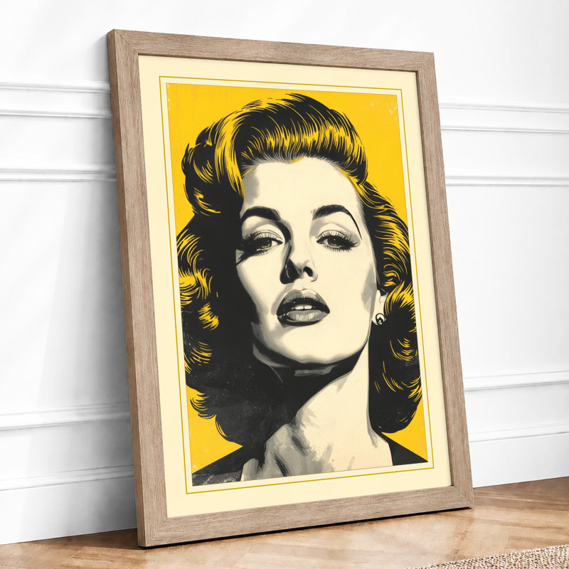 Portrait In Yellow Pop Art - Print, Oak, A4 - 29.7 x 21.0 cm