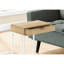 Table de bout avec rangement, stratifié semblable au bois naturel et base en métal blanc