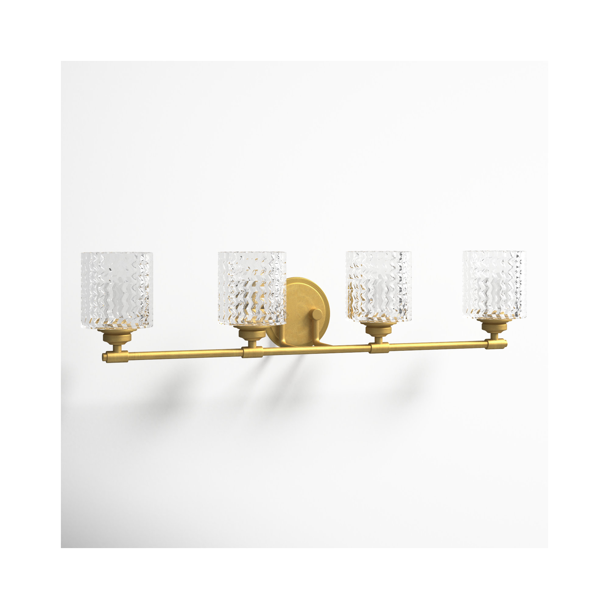 Adley 4 Light Frosted Dimmable Vanity Light, Heritage Brass
