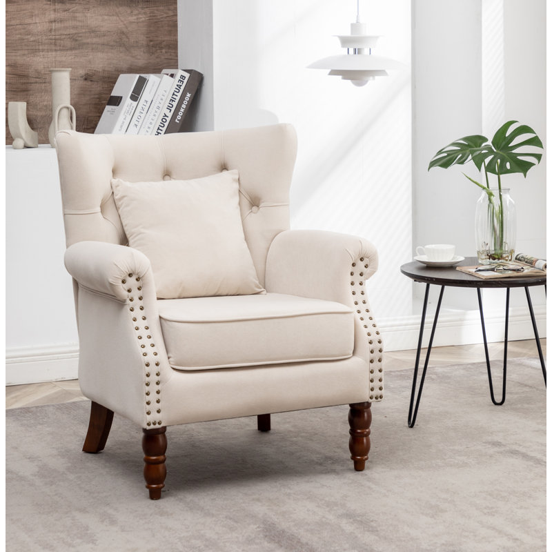 Fauteuil à oreilles 29 po Durgan, Beige