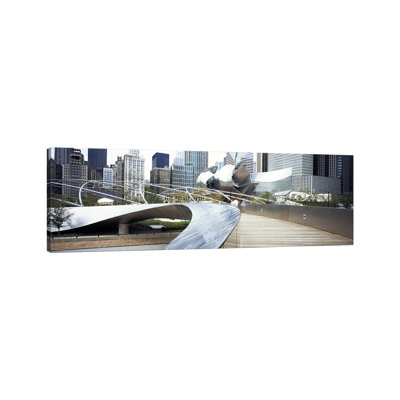 Footbridge In A Park, Millennium Park, Chicago, Illinois, USA - Wrapped Canvas Panoramic Print