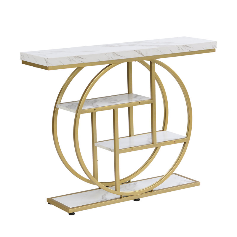 Console Table 4 Tier Storage Narrow Hallway Entryway Sofa Table Industrial, White