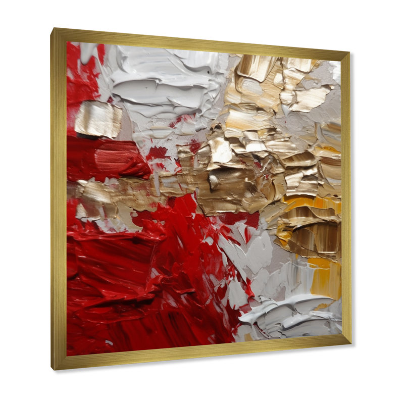 «Cardinal Sin Retro Delight Abstract Red & Gold», reproduction d'art sur toile, Cadre doré à une seule photo