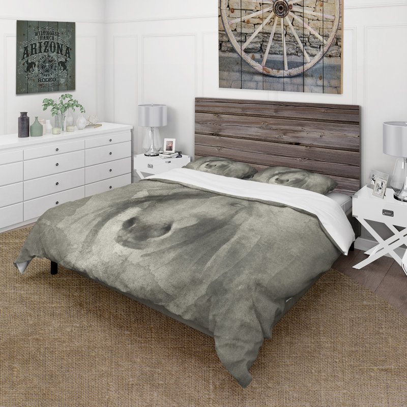 Farmhouse Horse - Ensemble de housse de couette animaux - Microfibre de polyester, Blanc / Brun