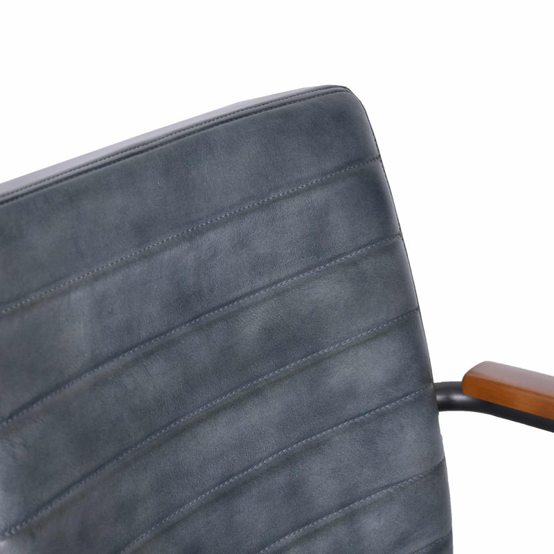Carlissia 19.3cm H Leather Upholstered Metal Upholstered Back Accent, Grey