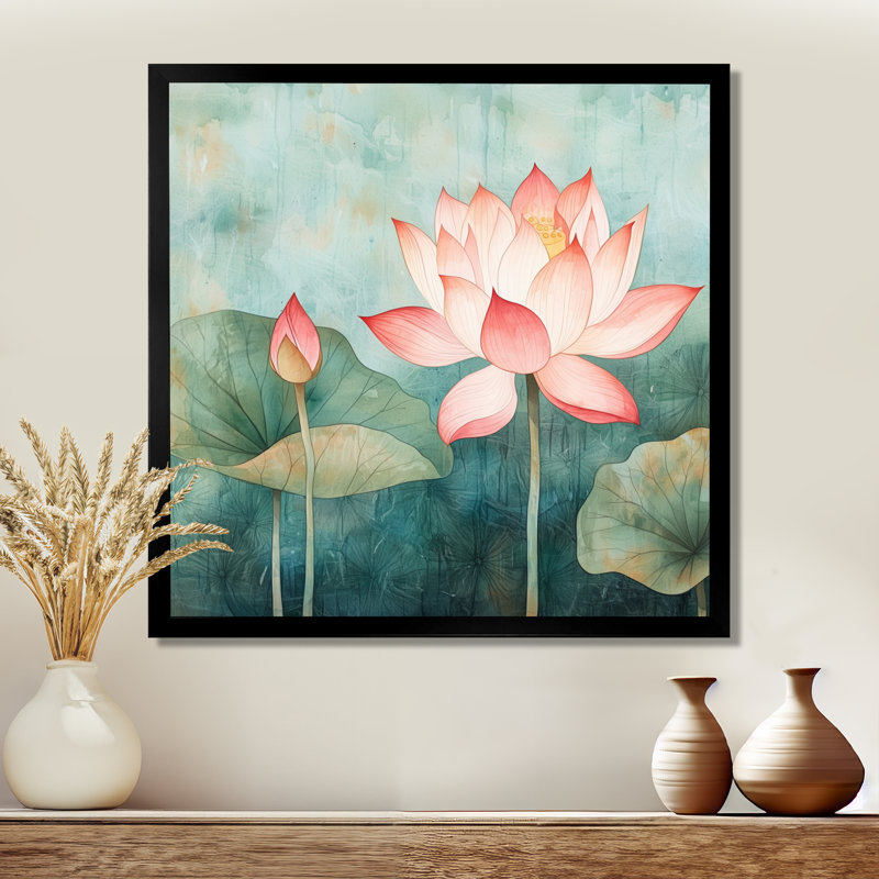 Lis Lily Aura de Lotus IV - art mural Lotus, H 30 po x l 30 po, Reproduction encadrée d'une seule photo sans pass, Noir