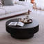 Table basse 31,5 "ronde avec rangement Table d'appoint moderne en placage de bois massif pour salon, chambre à coucher, appartement ou bureau, noir-1814604119