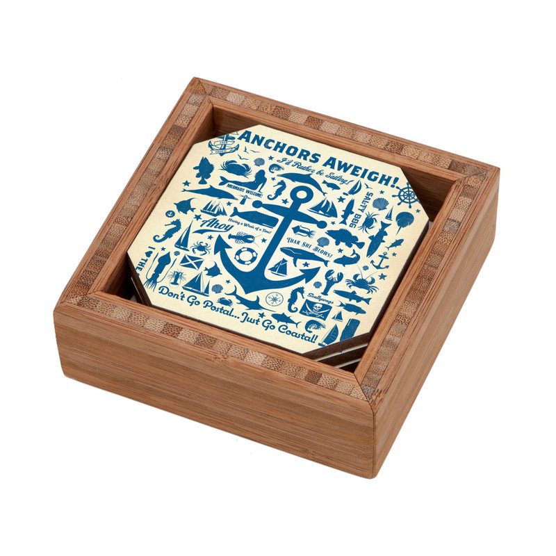Wood 4 Piece Coaster Set