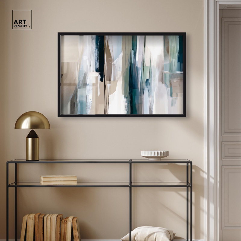 Art mural abstrait à colonnes colorées, H 25 po x l 37 po, Noir