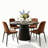 4 - Person Dining Table Sets With Round Table & 4 Upholstered Chenille Chairs-1869284070