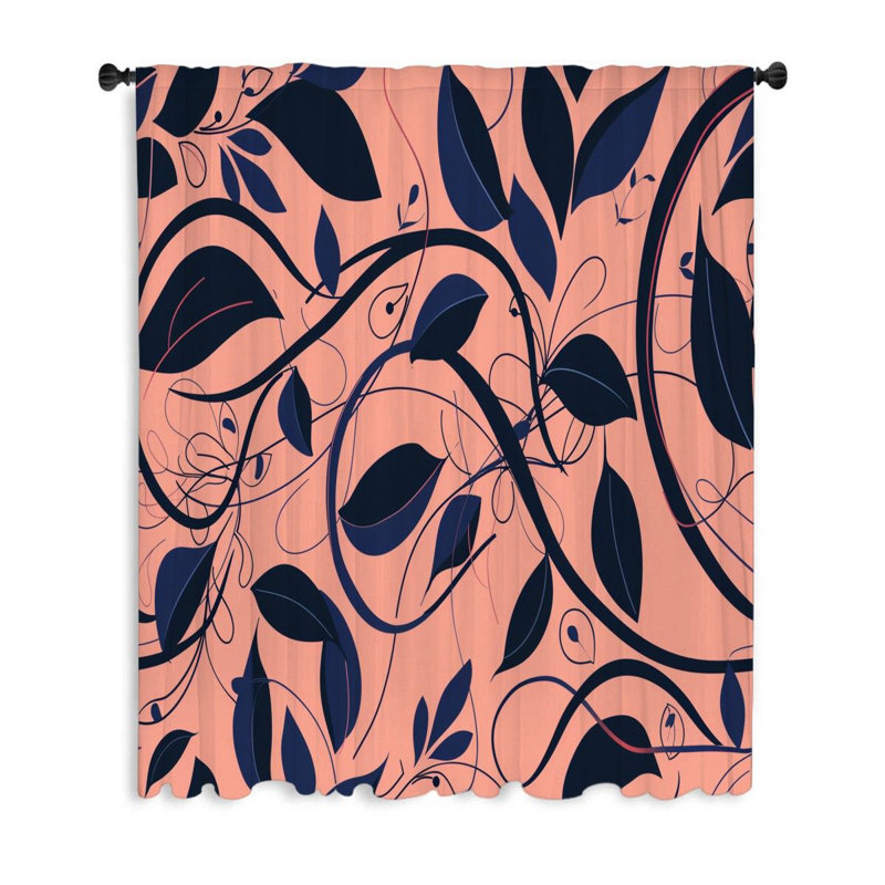 Rideaux de fenêtre Coral Vines, Illustration Blockout et voilages - 1 panneau-12276-sheer-12276, L 53 po x L 99 po