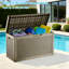 Boîte de rangement 60 gallons en résine de grain de rotin, bac de rangement extérieur verrouillable et imperméable pour coussins de patio, outils de jardin et accessoires de piscine-123382784
