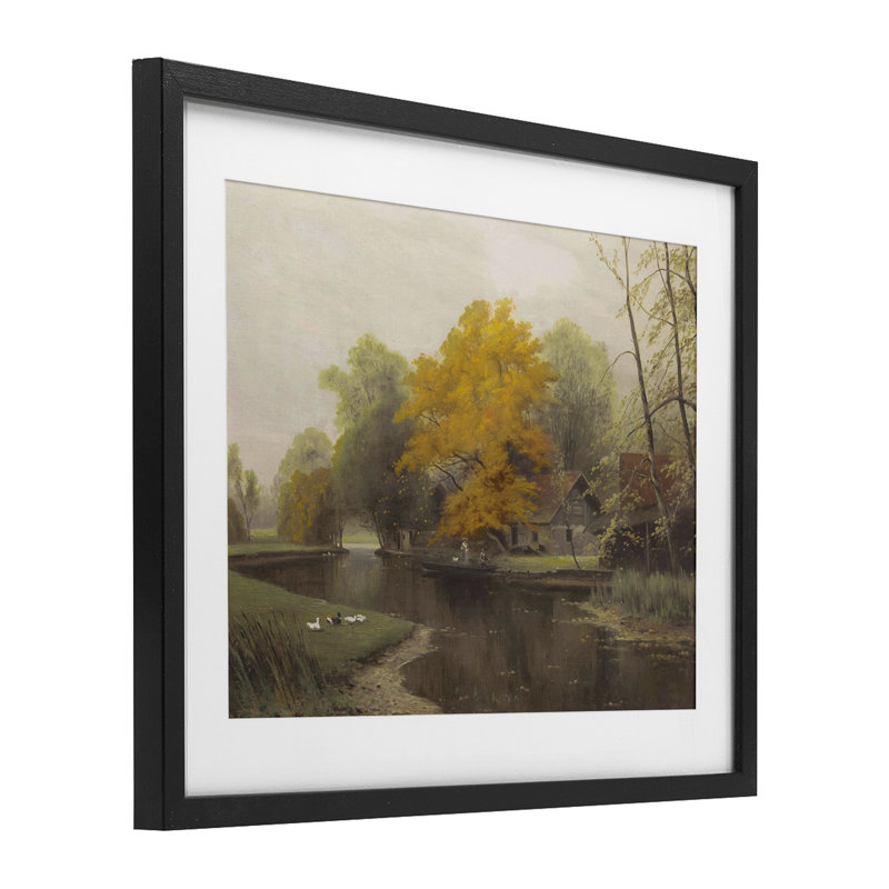 Reproduction sous verre rétro encadrée par Fall by The River, conception de Leah Straatsma, H 17 po x l 21 po